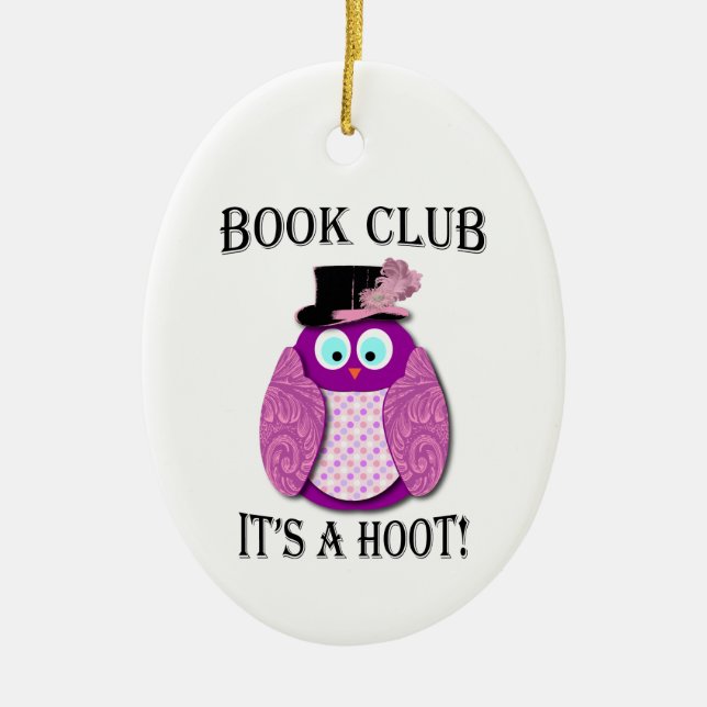 Book Club - It's A Hoot - Pink Design Ceramic Ornament (Front)