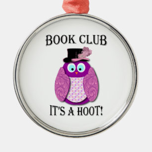 Book Club - It's A Hoot - Pink Design Metal Ornament