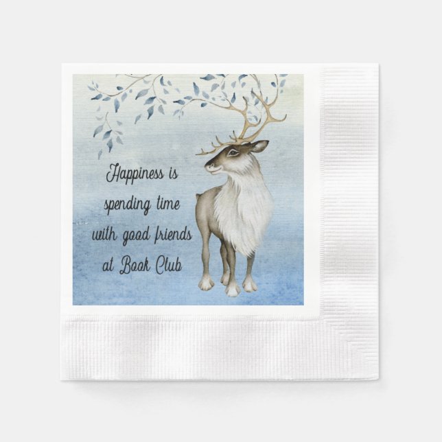 Book Club Meeting Gathering Reindeer Friends Napkins (Front)