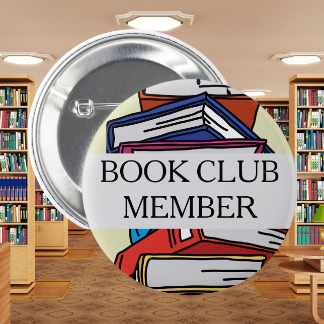 Book club member badge bookish reader lover books button (Creator Uploaded)
