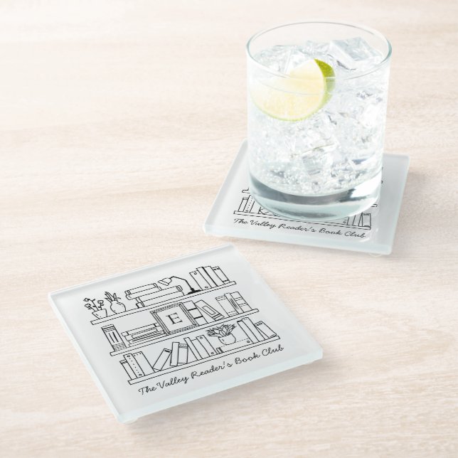 Book Club Member's Personalized Gift Glass Coaster (Angled)