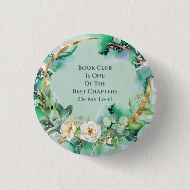 Book Club Membership White Rose Button (Front)