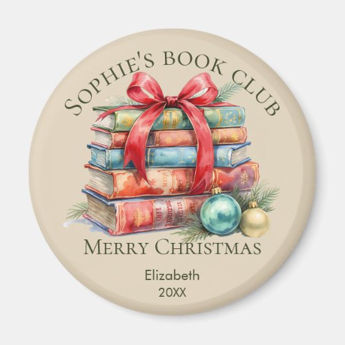 Book Club Merry Christmas Gift Name Magnet