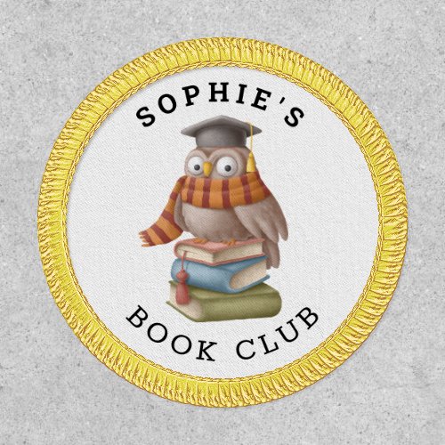 Book Club Name Cute Owl Cap Books Illustration Patch