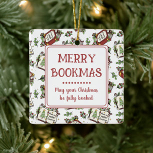 Book Club Name Merry Bookmas Personalized Ceramic Ornament