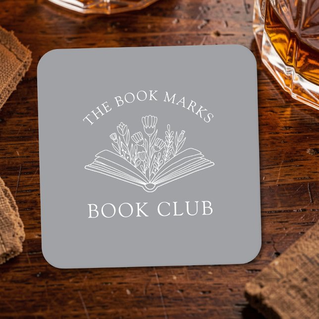 Book Club Name Personalized Event Square Paper Coaster (Creator Uploaded)
