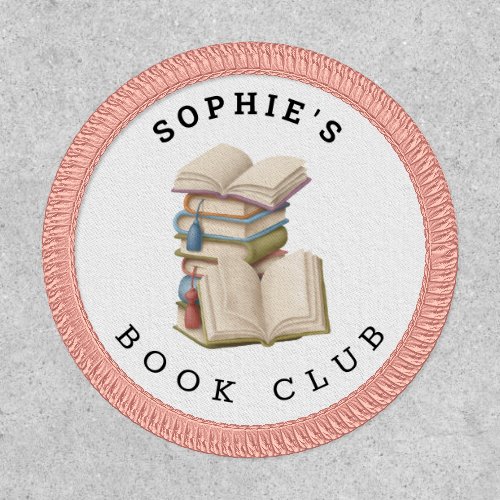 Book Club Name Pile of Books Illustration Patch