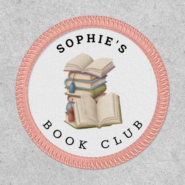 Book Club Name Pile of Books Illustration Patch (Front)