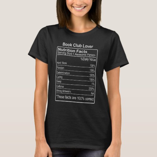 Book Club  Nutrition Facts  Sarcastic T_Shirt
