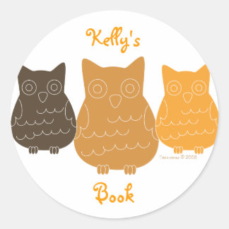 Book Club Owls Classic Round Sticker