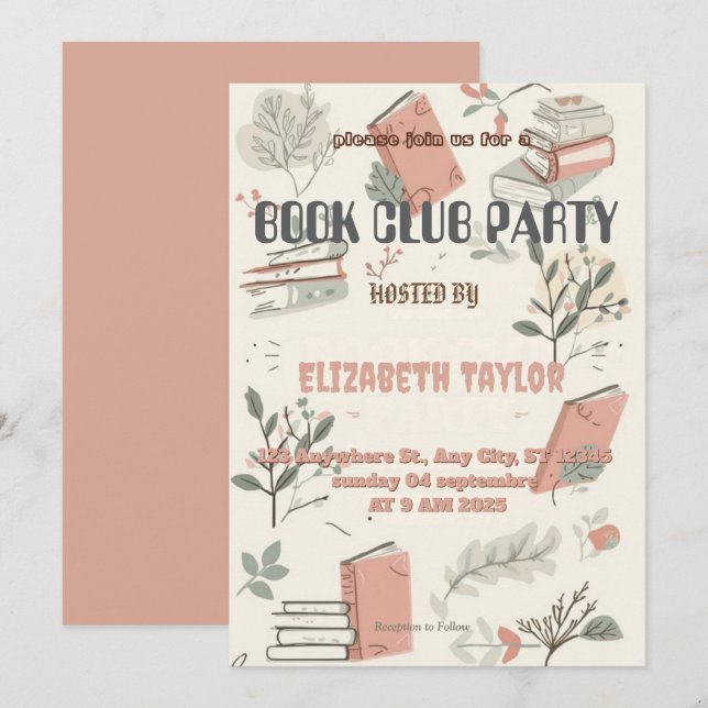 Book Club Party Invitation – Cozy Reading Night (Front/Back)