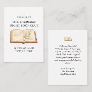 Book Club Personalized Watercolor Welcome Note Card