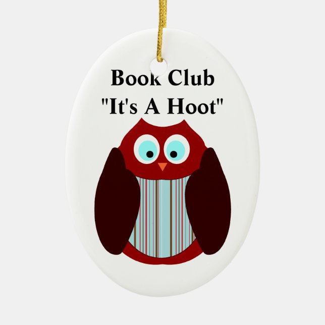 Book Club Stripped Owl - It's A Hoot Ceramic Ornament (Front)