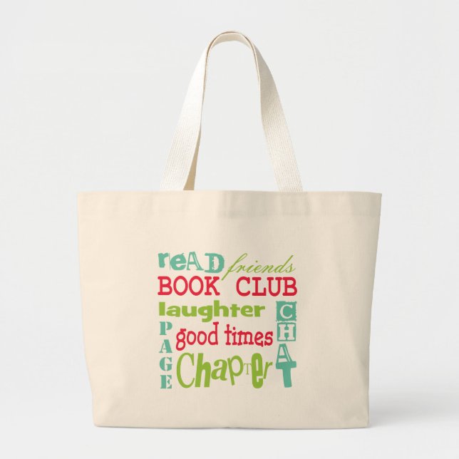 Book Club Subway Design by Artinspired Large Tote Bag (Front)