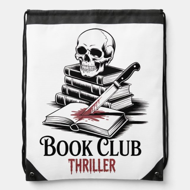 Book Club Thriller Drawstring Bag (Front)