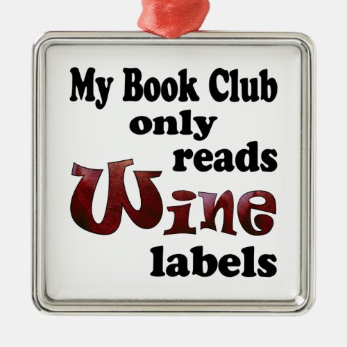 Book Club Wine Labels Metal Ornament