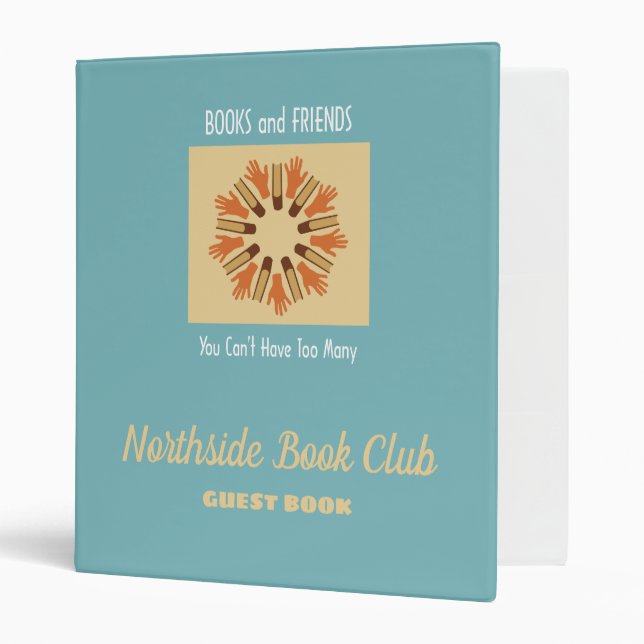 Book Club with Books and Friends  3 Ring Binder (Front/Inside)