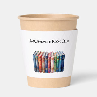 Book Club with Bookshelf of Novels Coffee Cup Sleeve