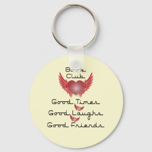 book club with heart design keychain