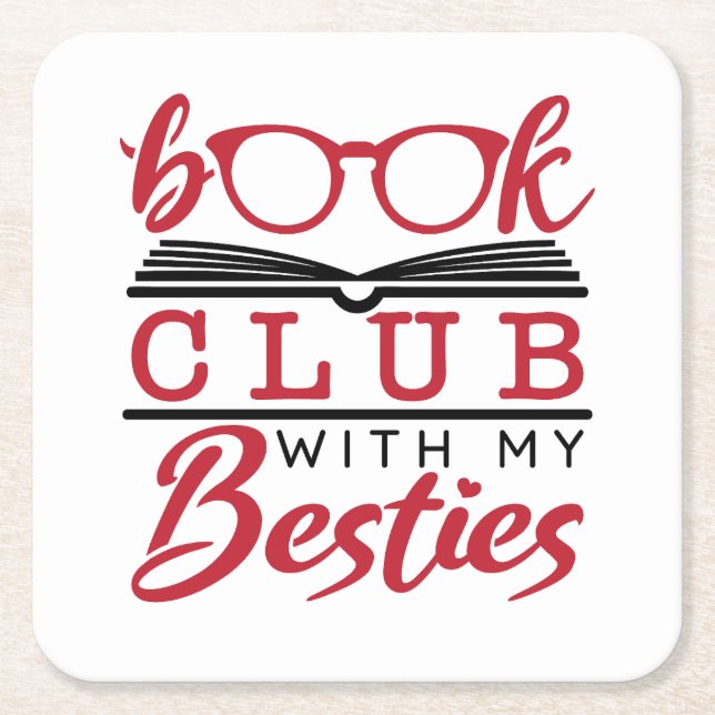 Book Club with My Besties  Square Paper Coaster (Front)