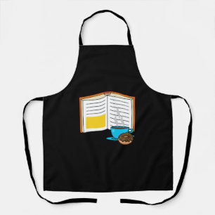 Book Coffee and Donut Cartoon Apron