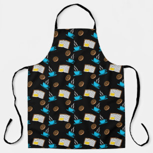 Book Coffee and Donut Cartoon Apron