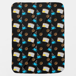 Book Coffee and Donut Cartoon Baby Blanket