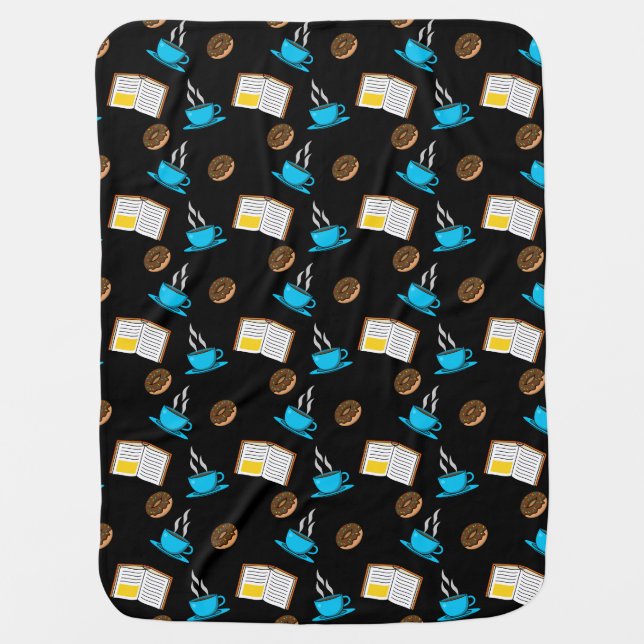 Book Coffee and Donut Cartoon Baby Blanket (Front)
