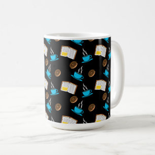 Book Coffee and Donut Cartoon Mug