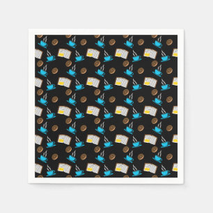 Book Coffee and Donut Cartoon Napkins