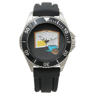 Book Coffee and Donut Cartoon Watch