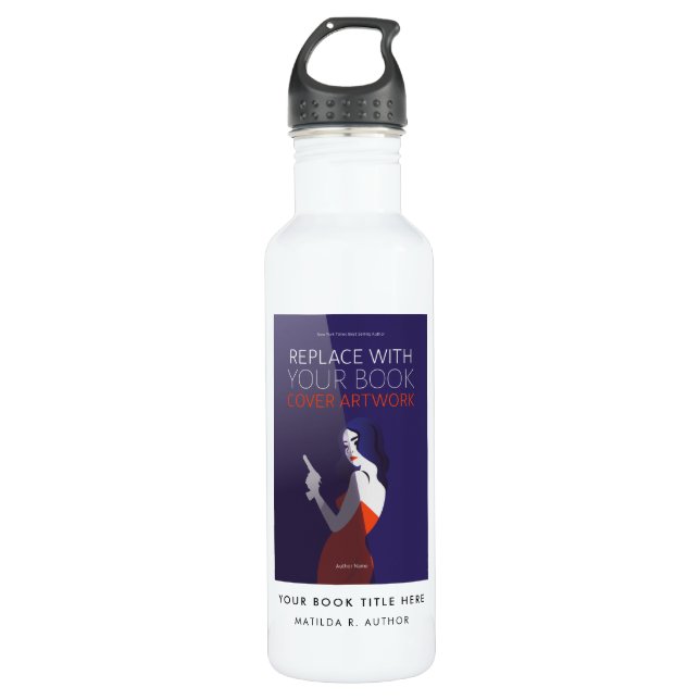 Book Cover | Author Book Launch Promotional Stainless Steel Water Bottle (Front)