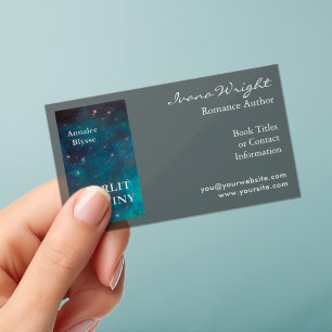 Book Cover Author White and Black Clear Business Cards