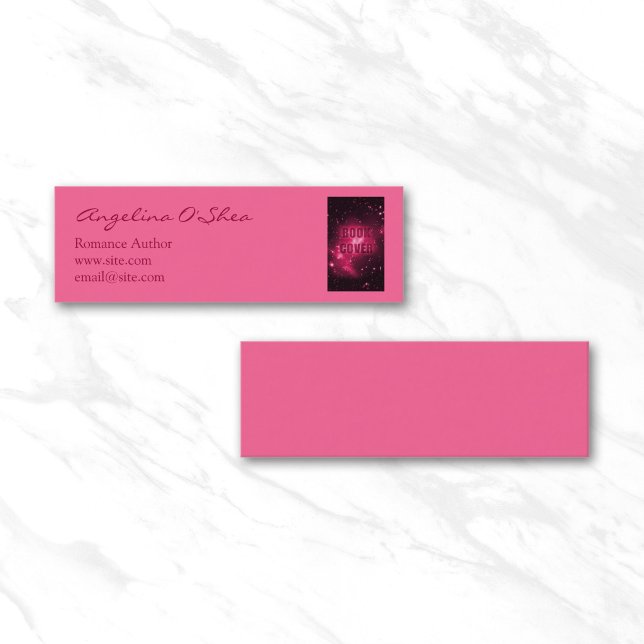 Book Cover Pink Mini Business Card (Book Cover Skinny Business Card)
