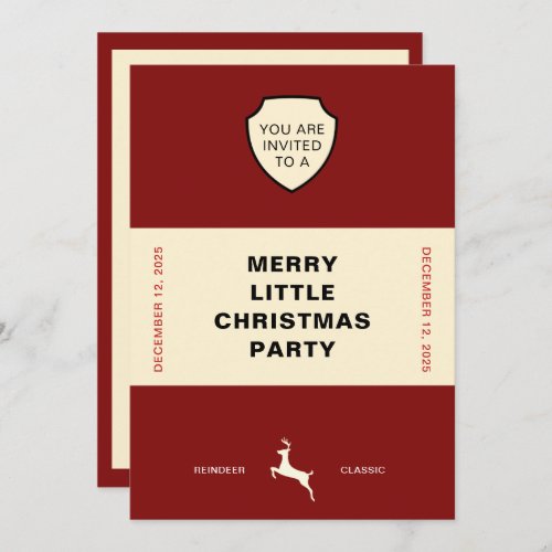 BOOK COVER REINDEER CHRISTMAS PARTY INVITATION