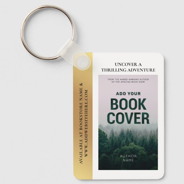 Book Cover Writer Promotional QR Code Gold Effect Keychain (Front)