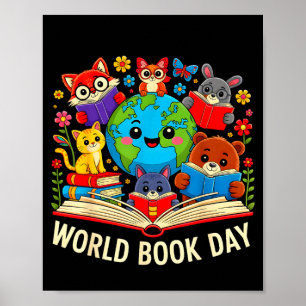 Book day funny reading bookworm men women kids poster