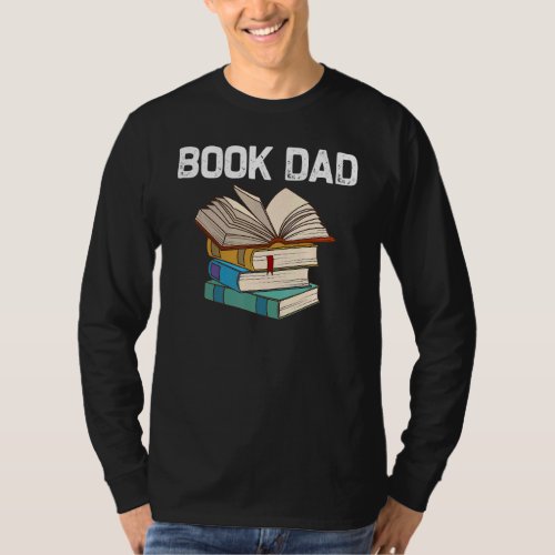 Book  Designs For Dad Men Librarian Reading Fan T_Shirt