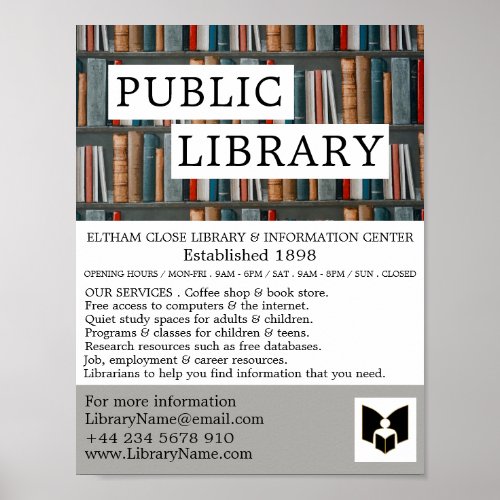 Book Display Library Advertising Poster