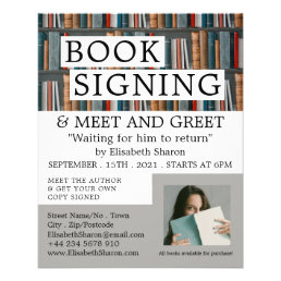Book Display, Writers Book Signing Advertising Flyer