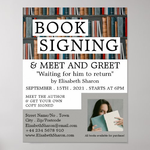Book Display Writers Book Signing Advertising Poster