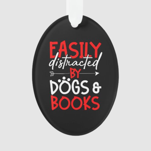 book dog lover reading library librarian ornament