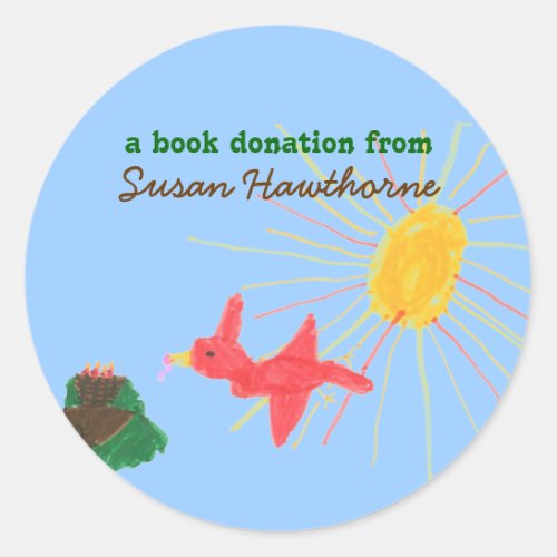 Book donation sticker _ bird