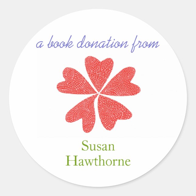 Book donation sticker - blooming hearts (Front)