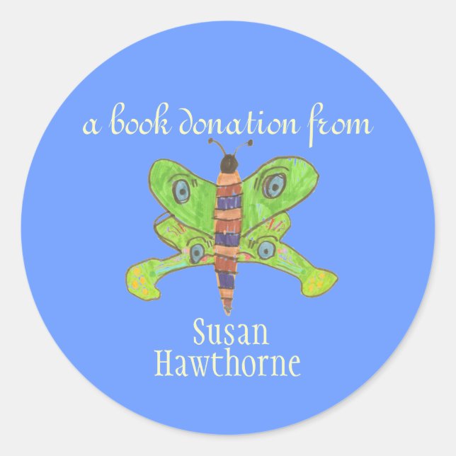 Book donation sticker - butterfly (Front)