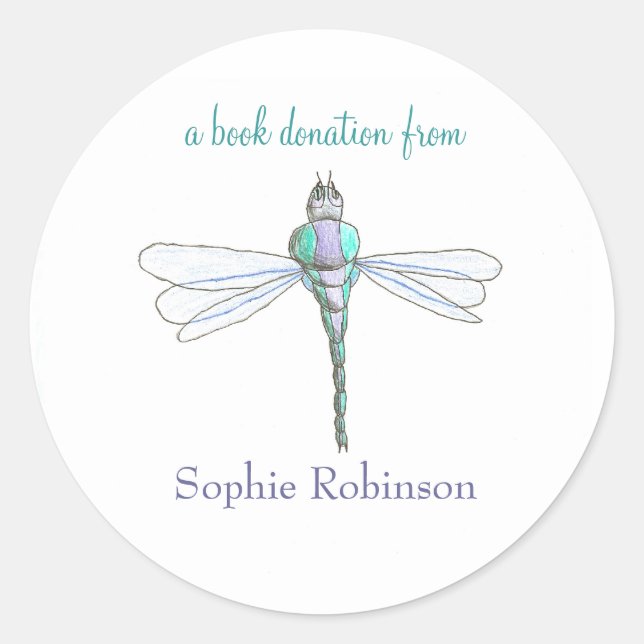 Book donation sticker - dragonfly (Front)