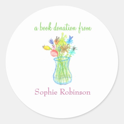 Book donation sticker _ floral