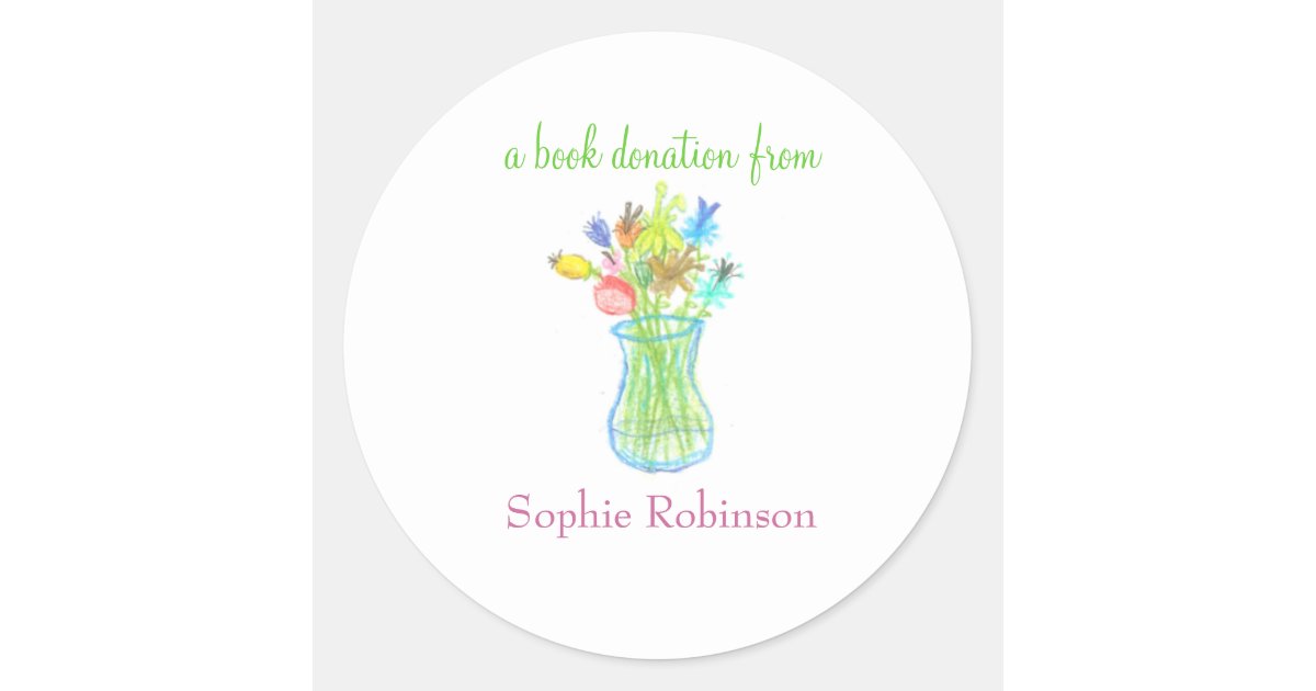 Book donation sticker floral Zazzle
