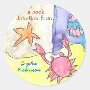 Book donation sticker - ocean