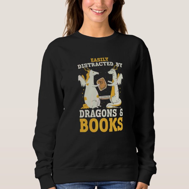 Book Dragon  Apparel For Bookworms Reading Librari Sweatshirt (Front)